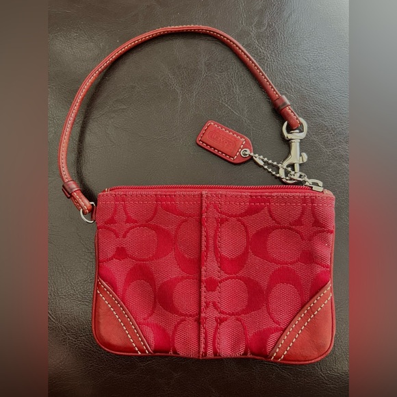 Coach Red Signature Wristlet - Picture 2 of 7